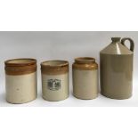 Three stoneware storage jars, to include Doulton Lambeth, one marked 'John Lusty, Turtle Merchant,