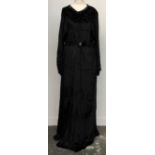 A 1930s black devoré bias cut velvet dress, size 8-10