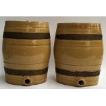 A pair of Hawley Bristol stoneware stoneware barrels, each numbered '2', 34.5cmH