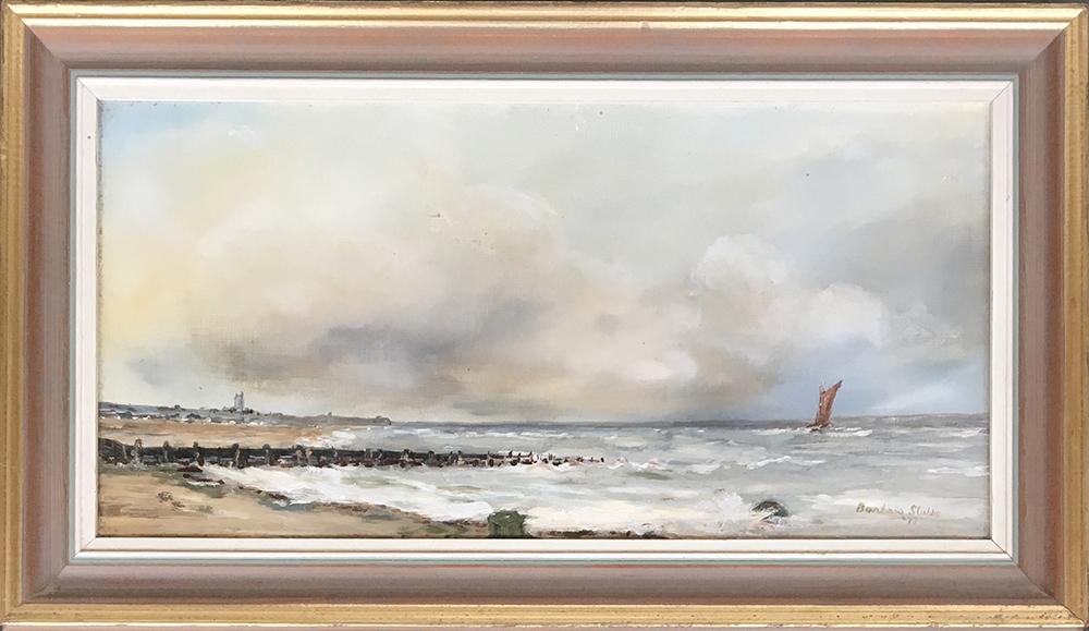 Barbara Stubbs (?), seascape, oil on canvas, 19x39cm