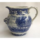 A large blue and white Spode 'collections' jug