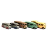 Five Meccano ltd Dinky Toys, an observation coach (29F), luxury Coach (281), two streamlined