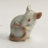 A Bing and Grondahl figurine of a white mouse, marked to base, 5cmH