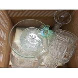 A mixed lot of cut glassware to include a collection of bowls, fruit bowls, vases, jam pot and