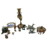 A ceramic pin dish, Middle Eastern candlestick, Meccano Ltd Dinky toys to include a Supermarine