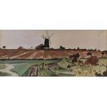 20th century British school, Locker Madden, 'Tower Mill Overy Staithe', watercolour on paper,