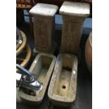 A pair of composite stone planters; together with two composite stone pedestals, approximately 55cmH