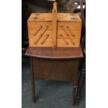 A metamorphic sewing box; together with a small oak sewing box with hinged lid