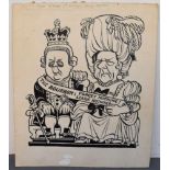 Michael Cummings (1919-1997), A Satirical Cartoon 'The Bourbon: Forget Nothing, Learn Nothing!', pen