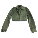 An A.P.C Rue Madame Paris green cotton boiler suit, with button front and belt, UK size 6 (EU 34)