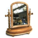 A pine dressing table mirror on bobbin turned supports