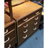 A G-Plan dressing table of four drawers with adjustable mirror, the upper drawer with two internal