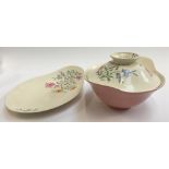A Clarice Cliff 'Pink Susan' pattern Royal Staffordshire lidded tureen and platter, both marked to