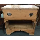 A pine chest comprising single drawer above open cupboard, 75cmW