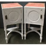 A pair of white painted bedside cabinets, each 72cmH