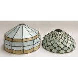 Three Tiffany style light shades, one with inset glass beads (3)