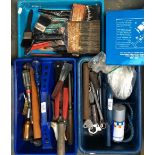 Three trays of paintbrushes and decorators tools