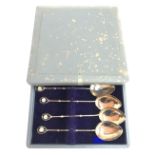 Set of 6 teaspoons with a decorative pearl finial, not hallmarked but in box which states "