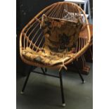 A 1970s wicker conservatory chair