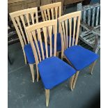 A set of four beechwood Ligne Roset kitchen chairs