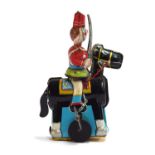 A wind up tin plate Soldier on horse, T.P.S Japan, c.1950, 13.5cmH