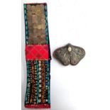 Ethnic bead and tapestry belt together with an Art Nouveau style trinket box