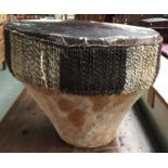 A cowhide conical drum, 46cmD