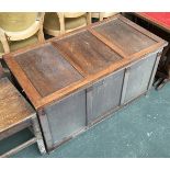 A 20th century oak three panel coffer, 94cmW