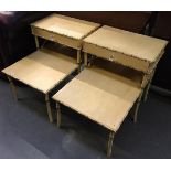 A pair of painted bamboo style stepped bedside tables, each 50x69x57cmH