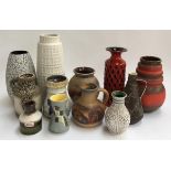 A quantity of West German studio ceramics, mostly vases (12)