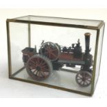 A scale model of the 1925 Allchin Traction Engine (NU7483) Royal Chester steam engine, in glass