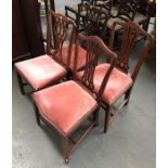 Two pairs of Georgian dining chairs, each with drop in seats