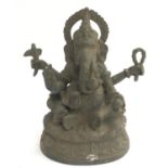 A cast metal statue of Ganesha, 22cmH
