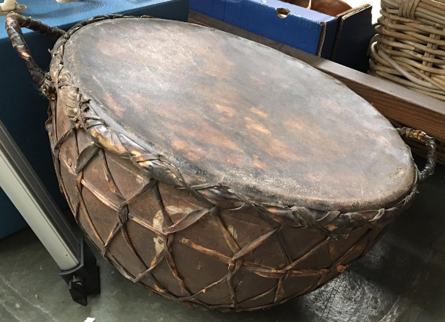 A large African drum, 43cmD