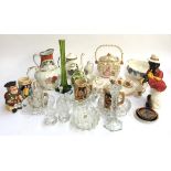 A mixed lot of glass and ceramics, to include Johnson Bros., Sadler, various teapots, Grindley,