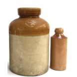 A stoneware jar, stamped 'Powell...No. 1011, 3', 26cmH; a Doulton Lambeth stoneware jar, and one