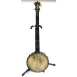 A 5 string banjo 'The Plumbrudge', Brighton, probably made by JE Dallas of Oxford Street, in hard