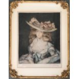 Lady in Hat; mezzotint in colour after the picture by Gainsborough, published in 1884, 35cm x 27cm