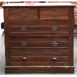 A mahogany chest of two short over three long drawers, 193cmW