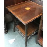 An Edwardian mahogany crossbanded occasional table, with undershelf with pierced gallery,