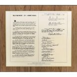 WW2 interest, a large reproduction 'Instrument of Surrender, signed at Tokyo Bay, Japan, on the