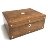 A mahogany and pearl inlay sewing box, 30cmW