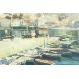 20th century European, Mediterranean harbour, watercolour, signed and dated lower right