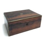 A 19th century rosewood and brass-bound jewellery box, 31cmW
