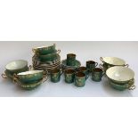 A Copeland Spode part dinner service, green heightened in gilt, approx. 37 pieces, includes coffee