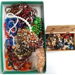 Mixed lot of costume jewellery, mostly beads to include, hardstone, shells, ceramic, etc