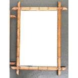 A bamboo framed wall mirror, external dimensions 92x68cm