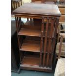 An Edwardian mahogany rotating bookshelf, 50x50x111cmH