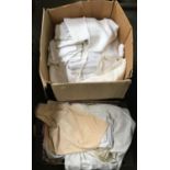 Two large boxes of table linen