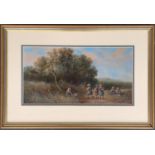 19th century British School, J.H Rey (?), 'Children in a landscape', signed lower right, gouache